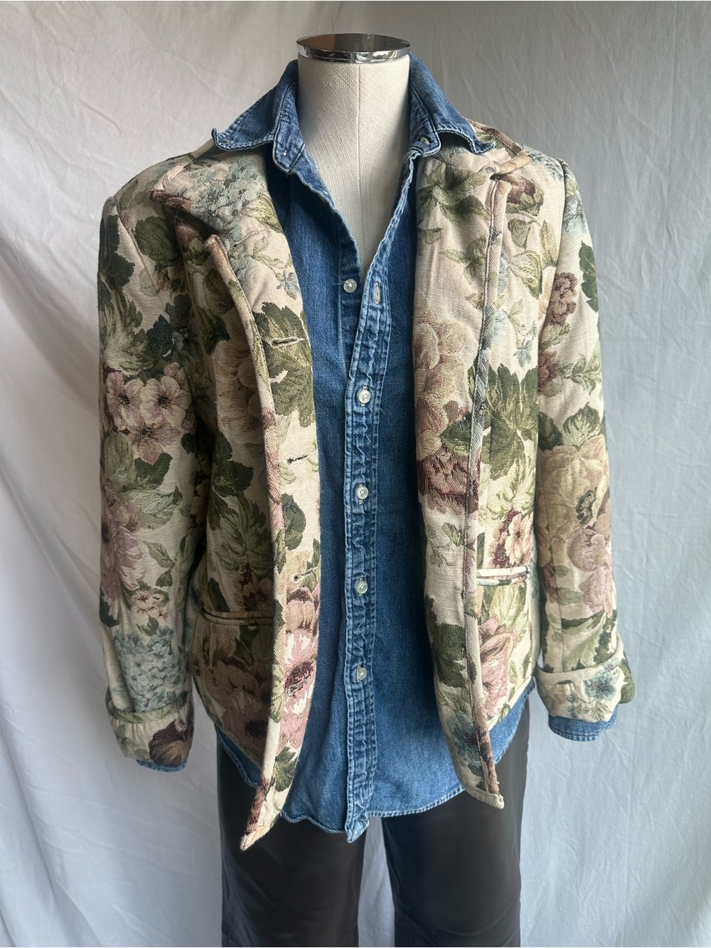 Vintage Napa Valley Tapestry Floral Barn Coat Petite L - Picture 5 of 15